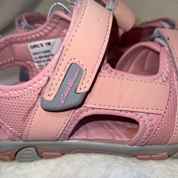 EDDIE BAUER GIRLS ADJUSTABLE STRAPS GRACEY SANDALS, KIDS SHOE SIZE 1 PINK GRAY - Picture 3 of 9